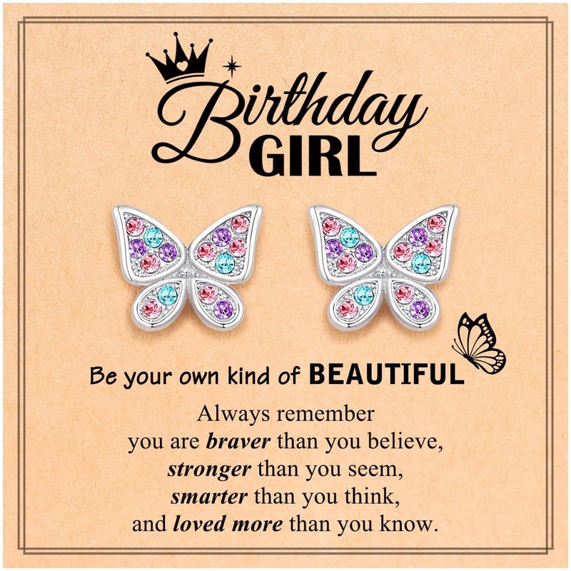 UPROMI Hypoallergenic Butterfly Earrings for Daughter/Granddaughter/Niece, Valentines Christmas Birthday Gifts for Girls - Image 1